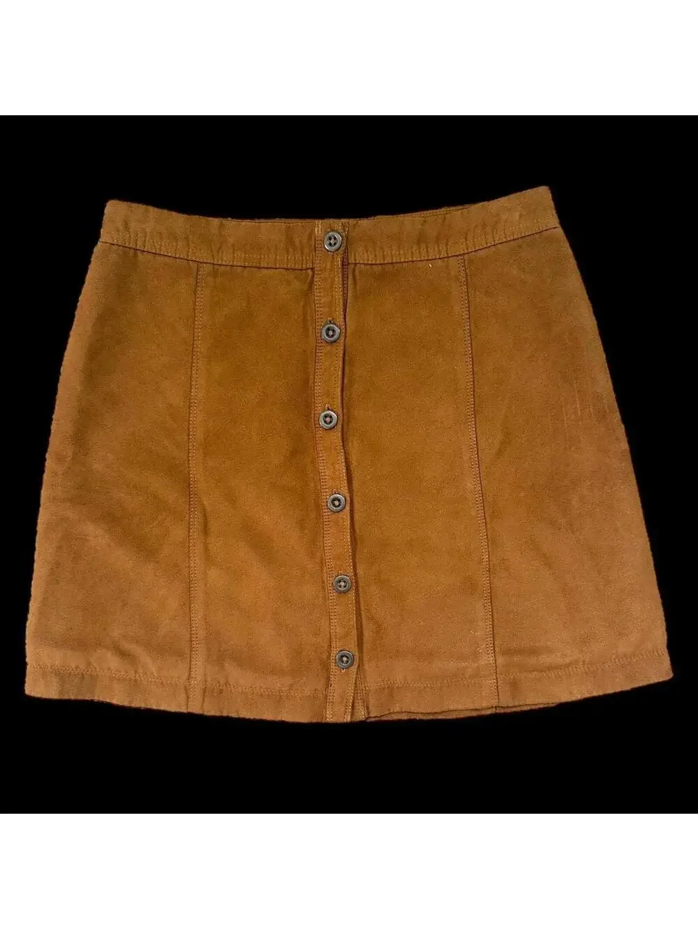 Hollister Co. Suede Mini Skirt Brown Button Up Cottage Fairy Preppy